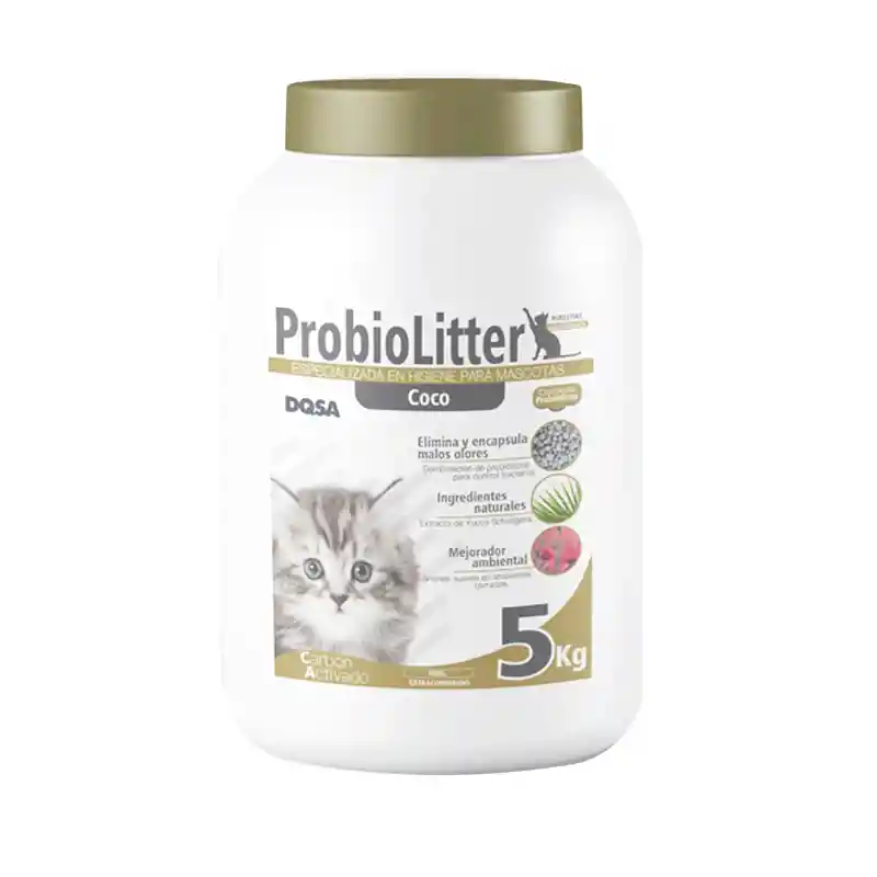 Arena Recipiente Probiolitter Coco 5,5 Kg