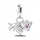 Charm Dije Viajes I Love Travel Mundo Fabricado En Plata 925