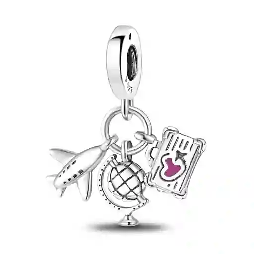 Charm Dije Viajes I Love Travel Mundo Fabricado En Plata 925