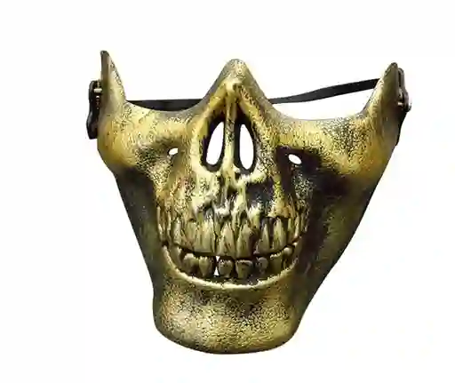 Halloween Mascara Antifaz Calavera Medio Rostro Dorado