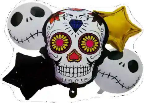 Halloween Bouquet Globos Metalizados Calavera Catrina