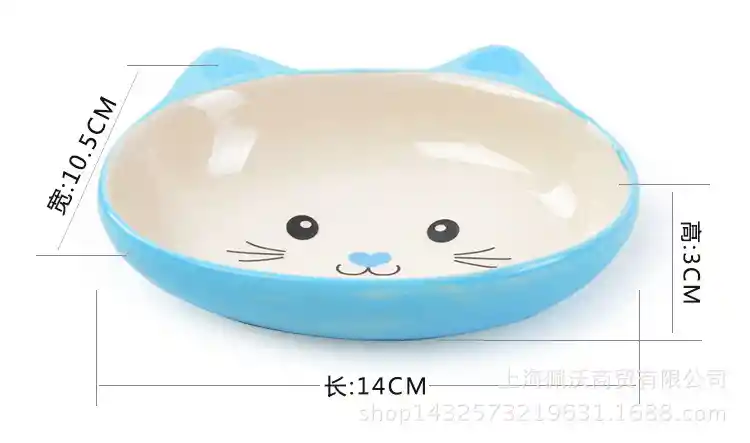 Plato Para Gatos De Ceramica Comedero Para Gatos En Ceramica Rosado Y Azul Agua Marina