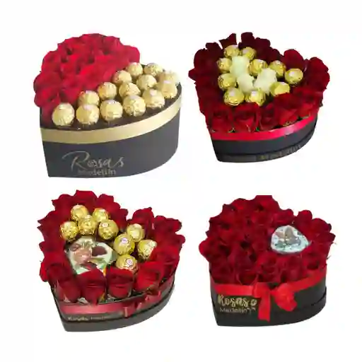 Corazón Con Rosas Y Chocolates - Pequeño