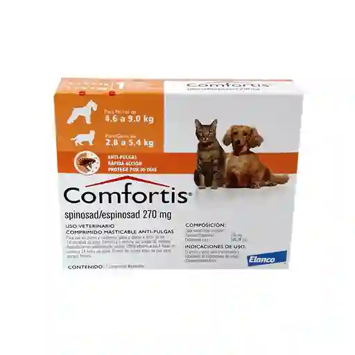 Comfortis Perro 4,6 A 9 Kg/ Gato 2,8 A 5,4 Kg (naranja)