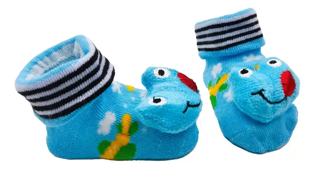 Media Bebe Con Sonajero Estimulante Sapito Azul