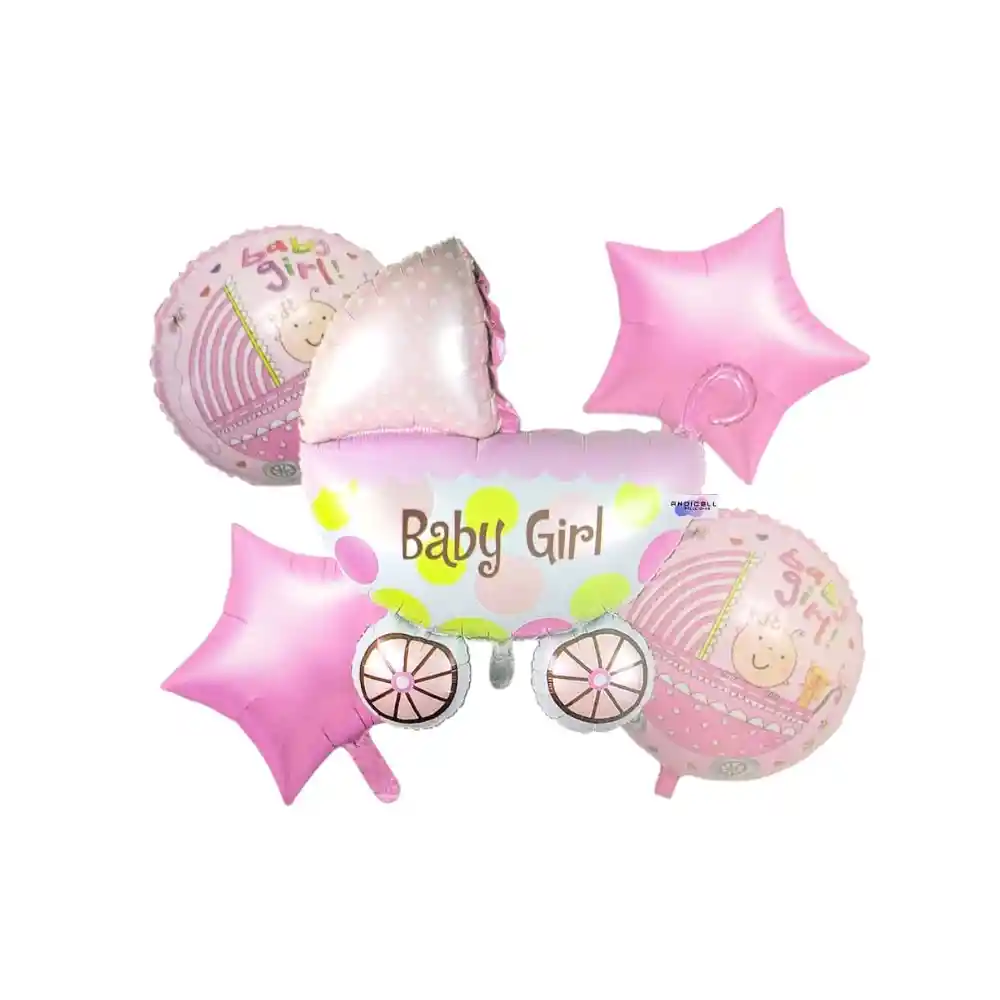 Kit Decoración Baby Shower Globos + Cortina X 6 Pzs