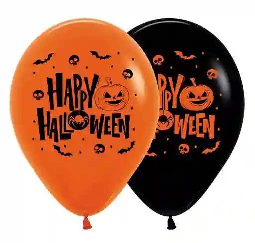 Globos Bombas R-12x12 Latex Redondo Dos Caras Fashion Surtido Happy Halloween Marca Sempertex