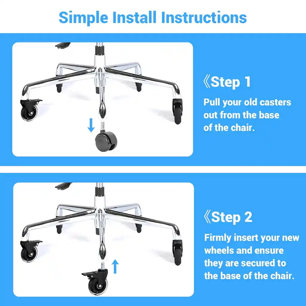 Kit 5 Ruedas Con Freno Giratorias Para Silla Oficina Poliuretano