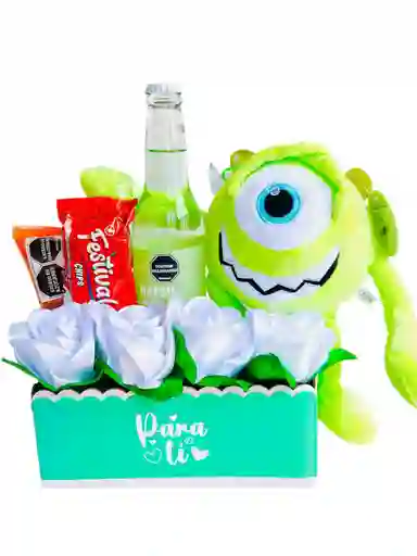 Regalo Especial Mike Wazowski Con Rosas Eternas