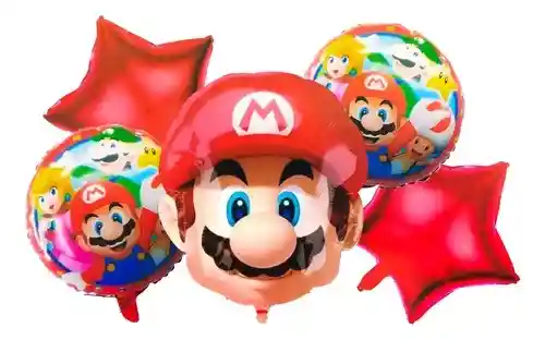 Globo Bouquet Decoración Mario Bros Video Juego Niño