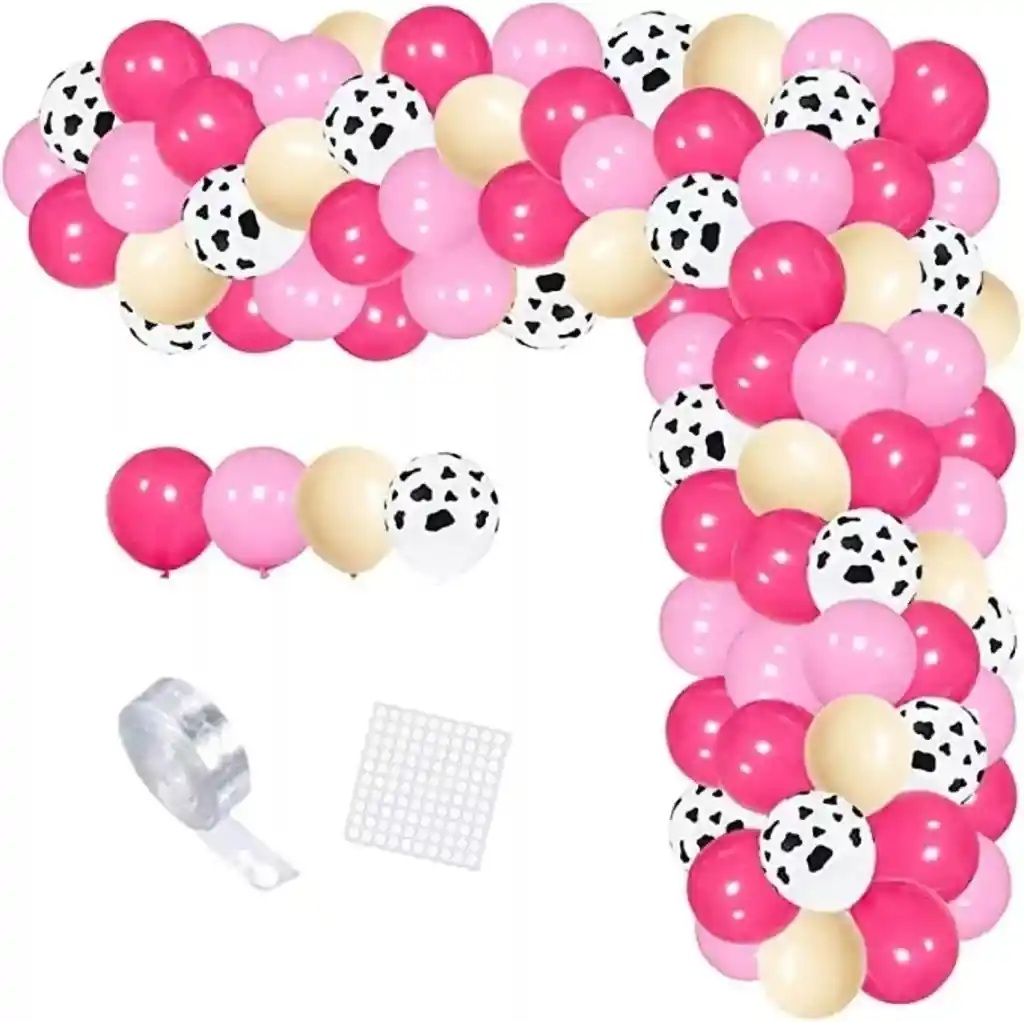 Arco Globos Rosado Fucsia Vaca Vaquero Oeste Muñeca Fashion