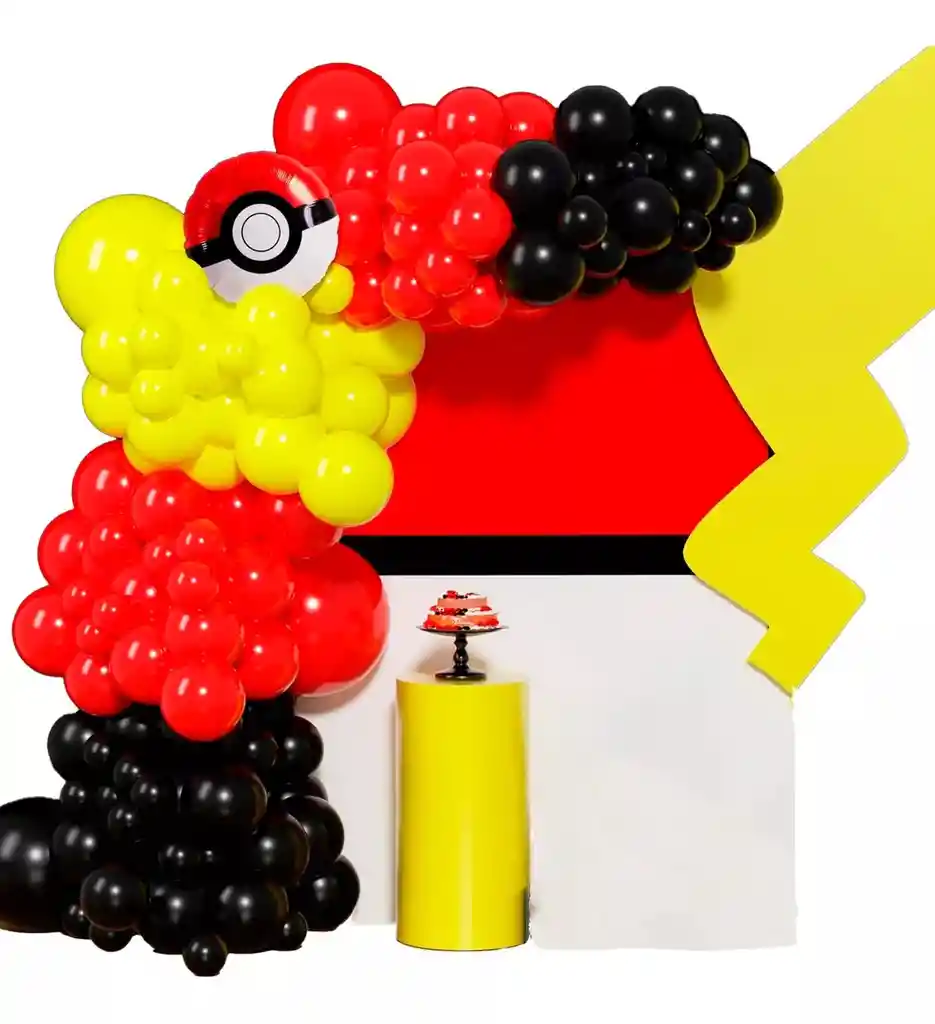 Arco Globos Kit Decoracion Pikachu Amarillo Negro Rojo