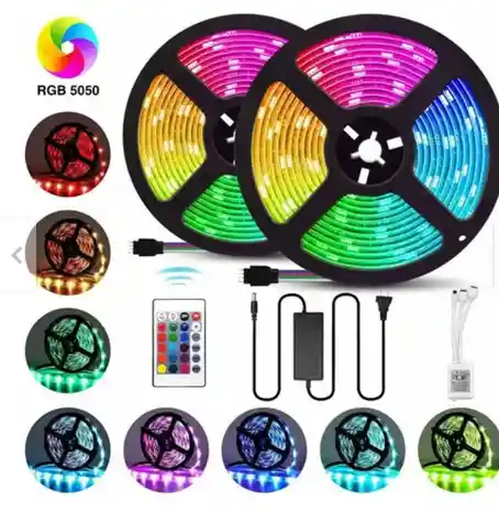 Cinta Led Multicolor Rgb Luz 5050 5mts + Control + Adaptador