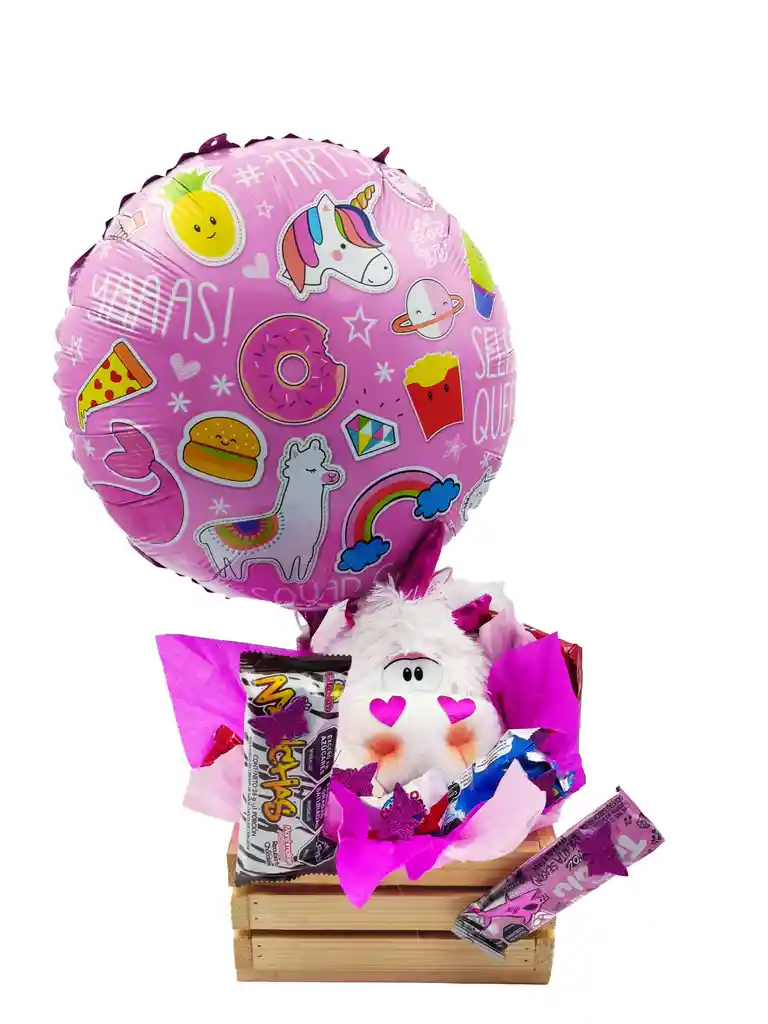 Ancheta Desayuno Sorpresa Regalo Dulces Peluche Chocolate Unicornio