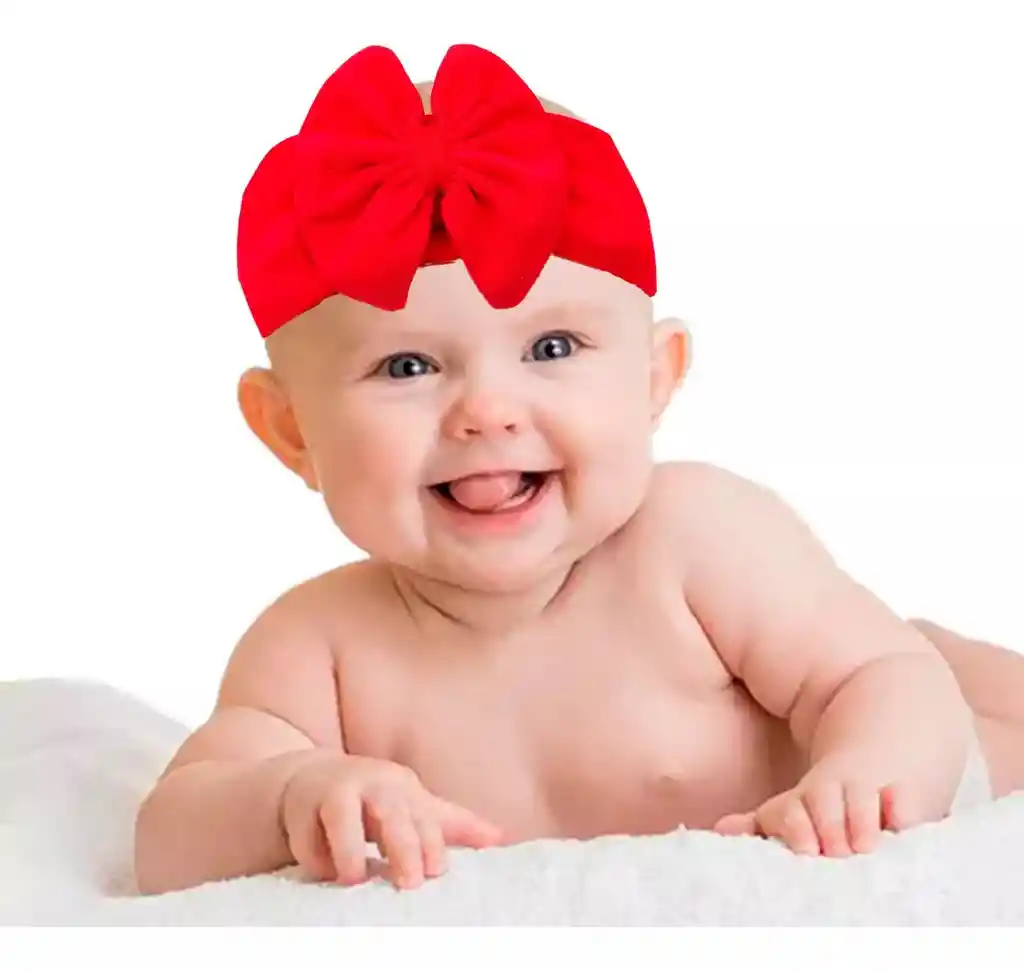 Gorro Bebe Balaca Diadema Rojo Moño