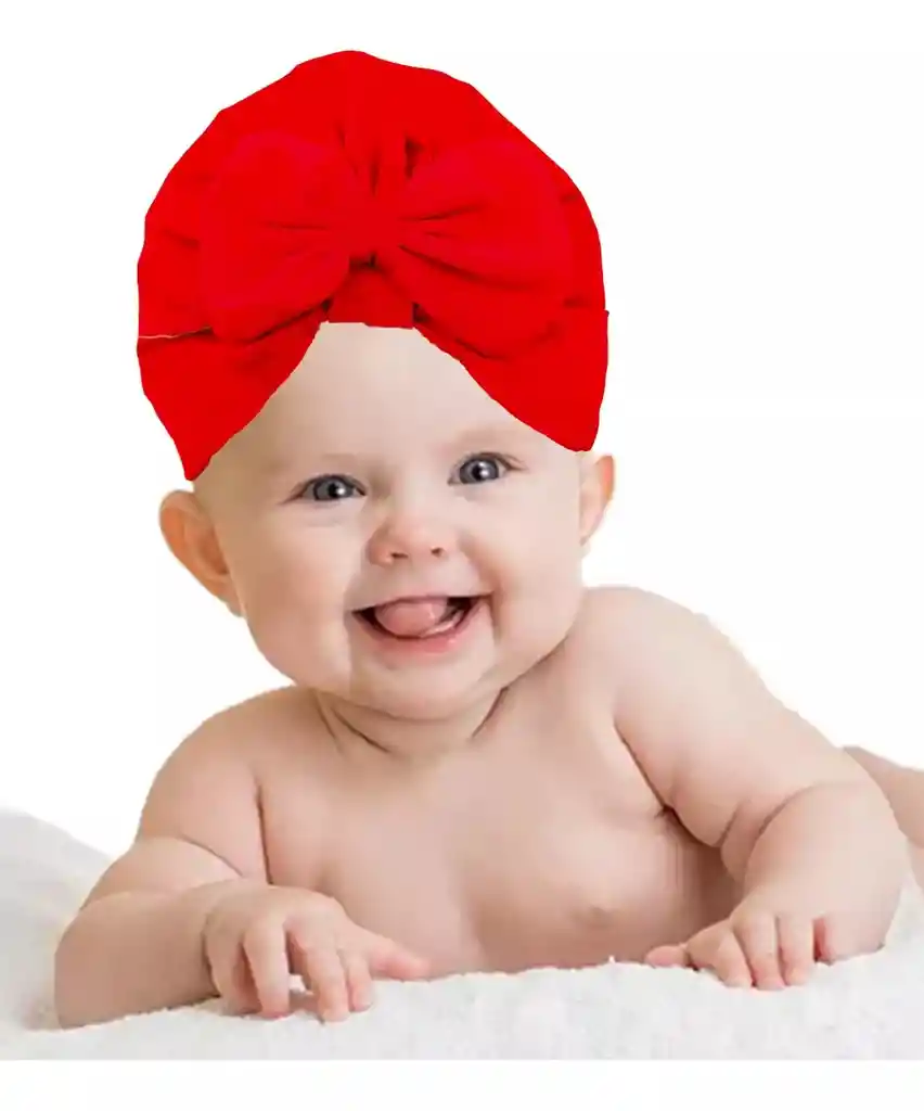 Gorro Bebe Turbante Rojo Moño