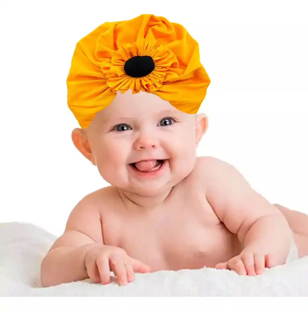 Gorro Bebe Turbante Amarillo Girasol