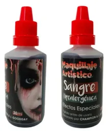 Sangre Falsa Grande 60ml Artificial Para Maquillaje Artistico Disfraz Halloween