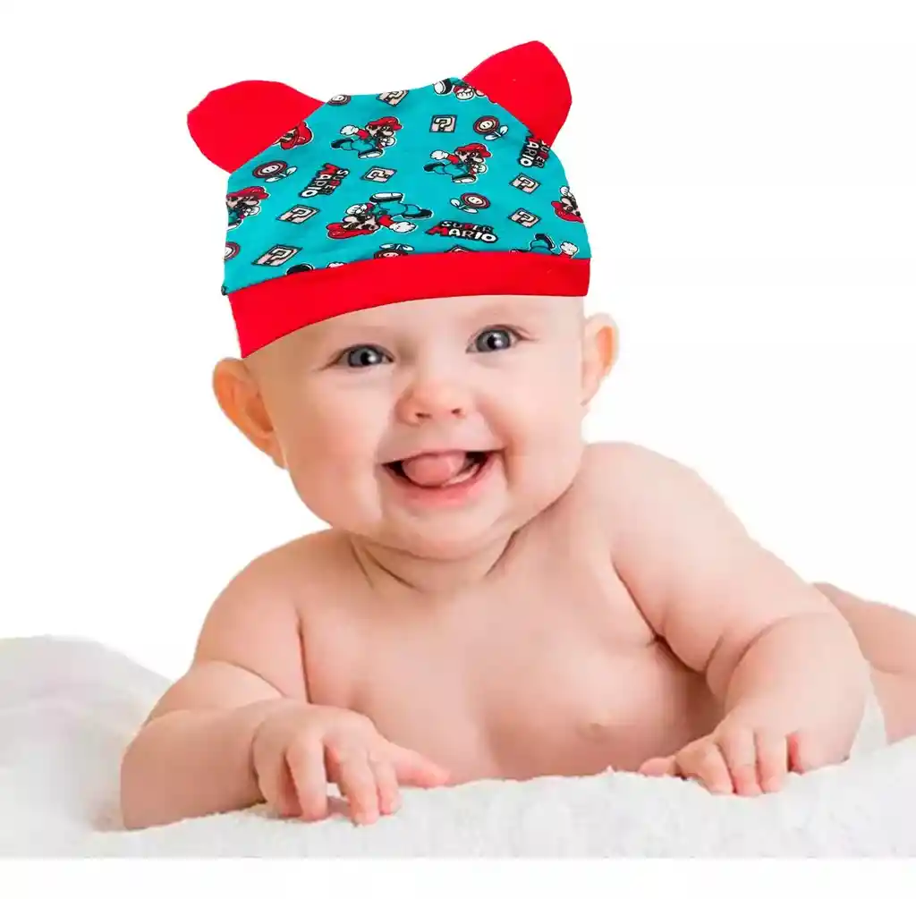 Gorro Bebe Orejas Rojo Verde Mario Bros Juego