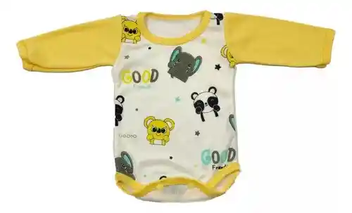 Body Manga Larga Bebe Animales Amarillo