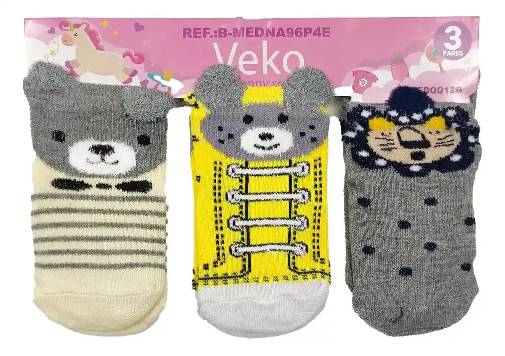 Media Bebe Con Orejas Animales Leon Raton Kit X3 Pares