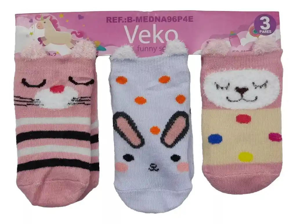 Media Bebe Con Orejas Animales Conejo Gato Kit X3 Pares