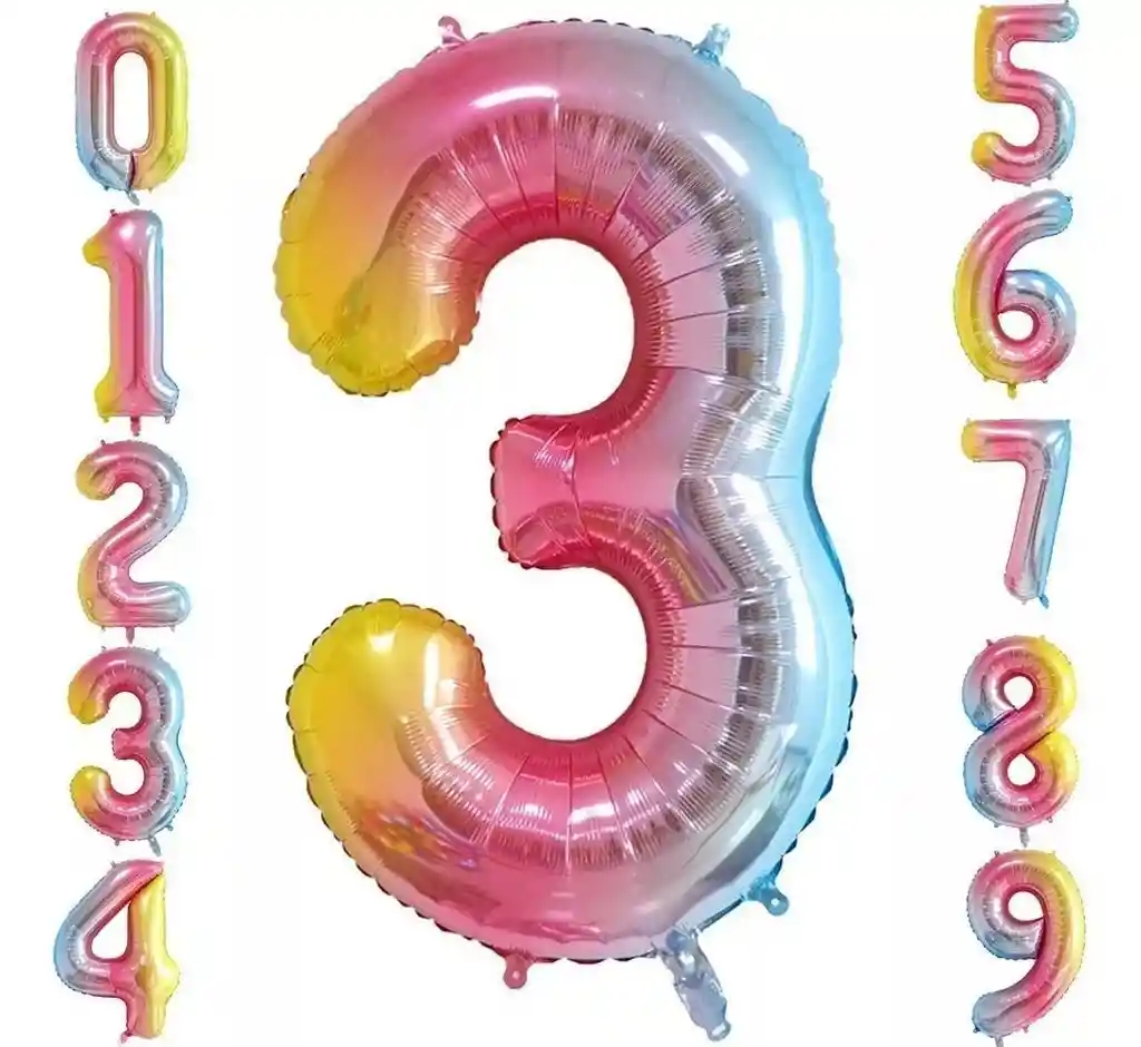 Globos Numeros Metalizados Degrade Multicolor 80 Cm #3