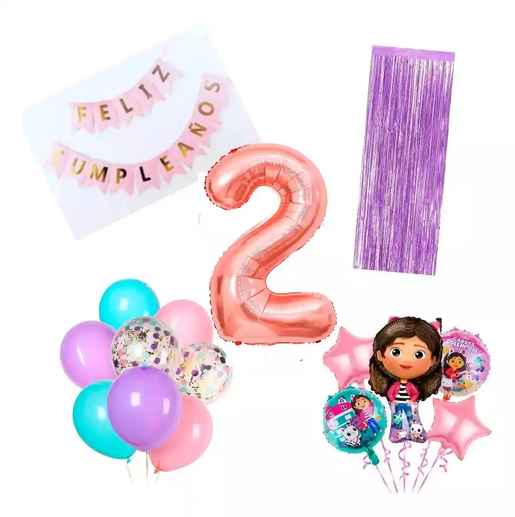 Kit Globos Decoración Casa Muñeca Gabby Numero Niña #2