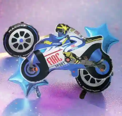 Bouquet X5 Globos Metalizados Moto Racing Fiac Sport (azul)