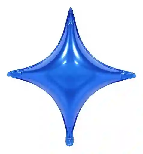 Globo Estrella Cuatro Puntas Azul Gigante Metalizado 65cm