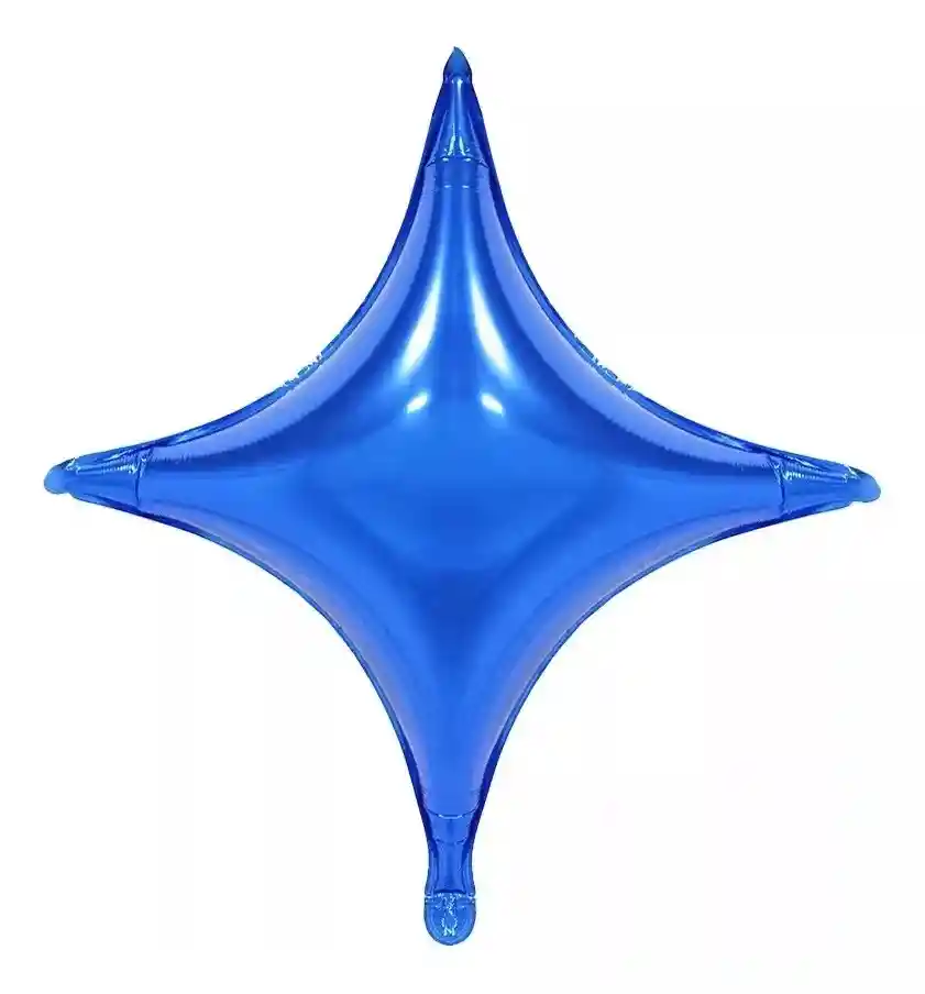 Globo Estrella Cuatro Puntas Azul Gigante Metalizado 65cm