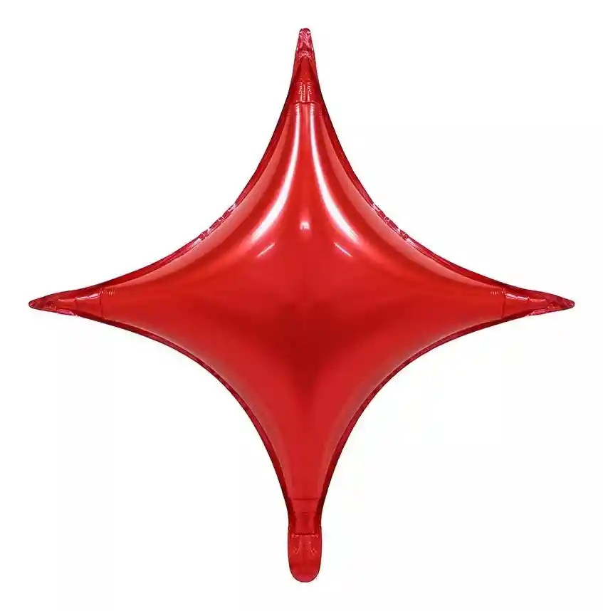 Globo Estrella Cuatro Puntas Rojo Gigante Metalizado 65cm