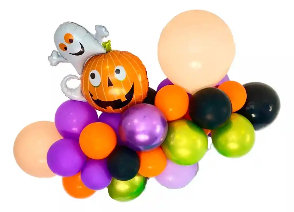 Kit Globos Fiesta Halloween Fantasma Calabaza Verde Naranja