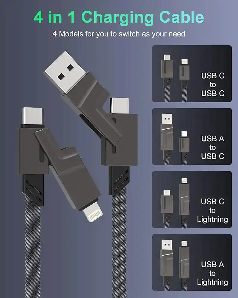 Cable 4en1 Speed Song Sg-437 / 65w Carga Rápida Usb, Tipo C, Iphone.