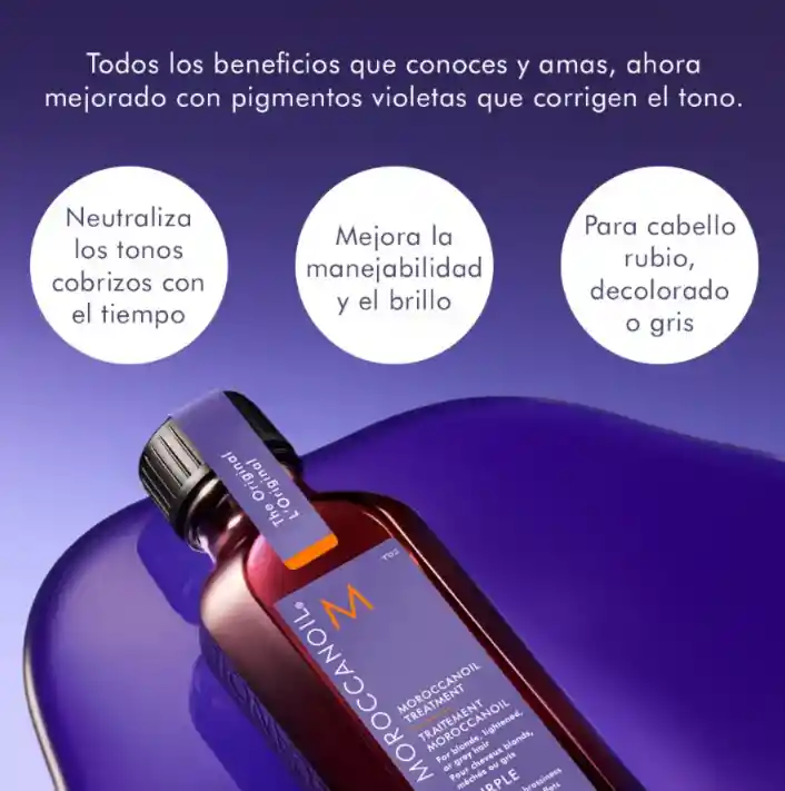 Tratamiento Morrocanoil Morado Para Neutralizar Tonos Amarillos Y Naranjas Purple 50ml