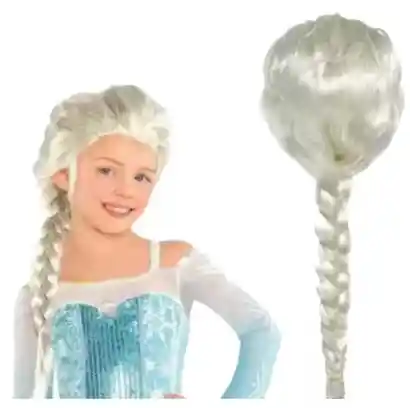 Peluca De Elsa Frozen Con Trenza Para Niña Disfraz Halloween