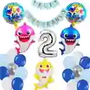 Kit Globos Decoracion Mar Marino Baby Shark Tiburon Numero #2