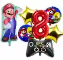 Bouquet Globos Mario Bros Niño Video Juego Numero Control #8