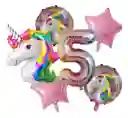 Kit Globos Bouquet Numero Unicornio Arcoiris Niña Fiesta #5