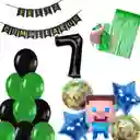 Kit Decoración Globos Video Juego Minero Numero Control #7