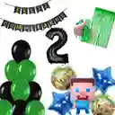 Kit Decoración Globos Video Juego Minero Numero Control #2