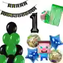 Kit Decoración Globos Video Juego Minero Numero Control #1