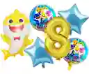 Kit Globos Numero Baby Shark Decoracion Mar Marino Niño #8