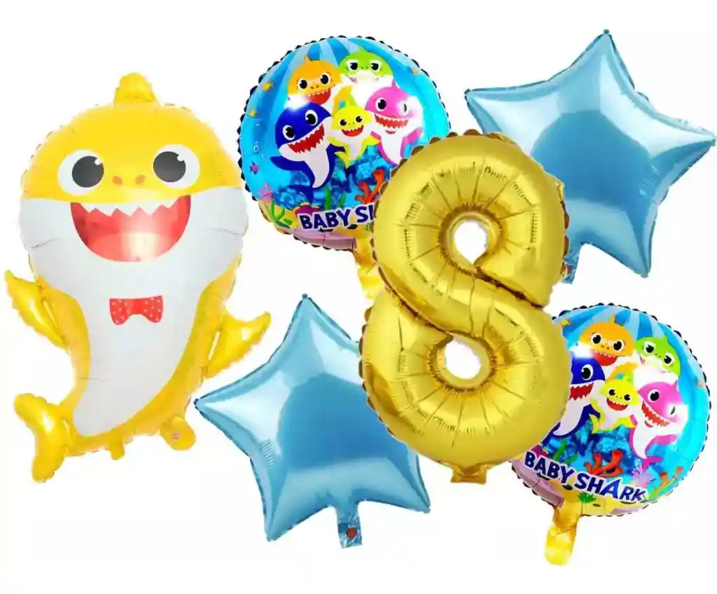 Kit Globos Numero Baby Shark Decoracion Mar Marino Niño #8