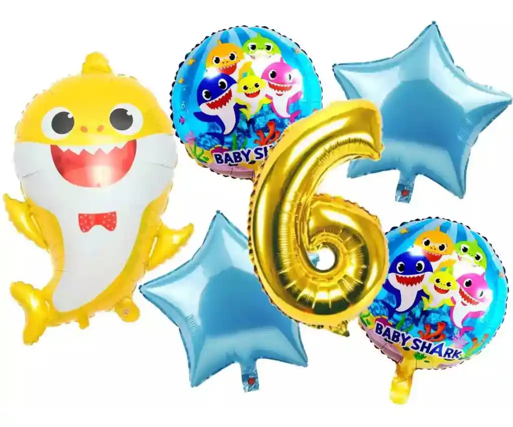 Kit Globos Numero Baby Shark Decoracion Mar Marino Niño #6