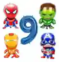 Kit Globos Numero Iron Capitan Hulk Spiderman Cumpleaños #9