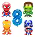 Kit Globos Numero Iron Capitan Hulk Spiderman Cumpleaños #8