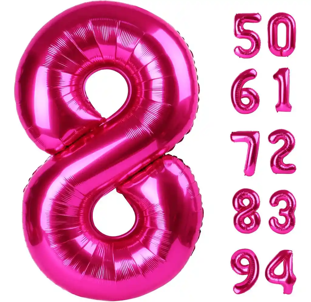 Globos Numeros Metalizados Fucsia Niña Rosado 80 Cm #8