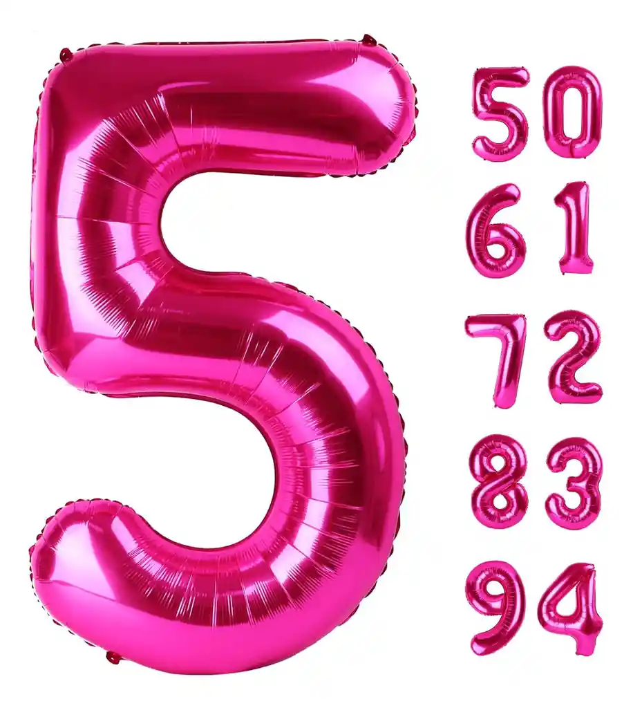 Globos Numeros Metalizados Fucsia Niña Rosado 80 Cm #5