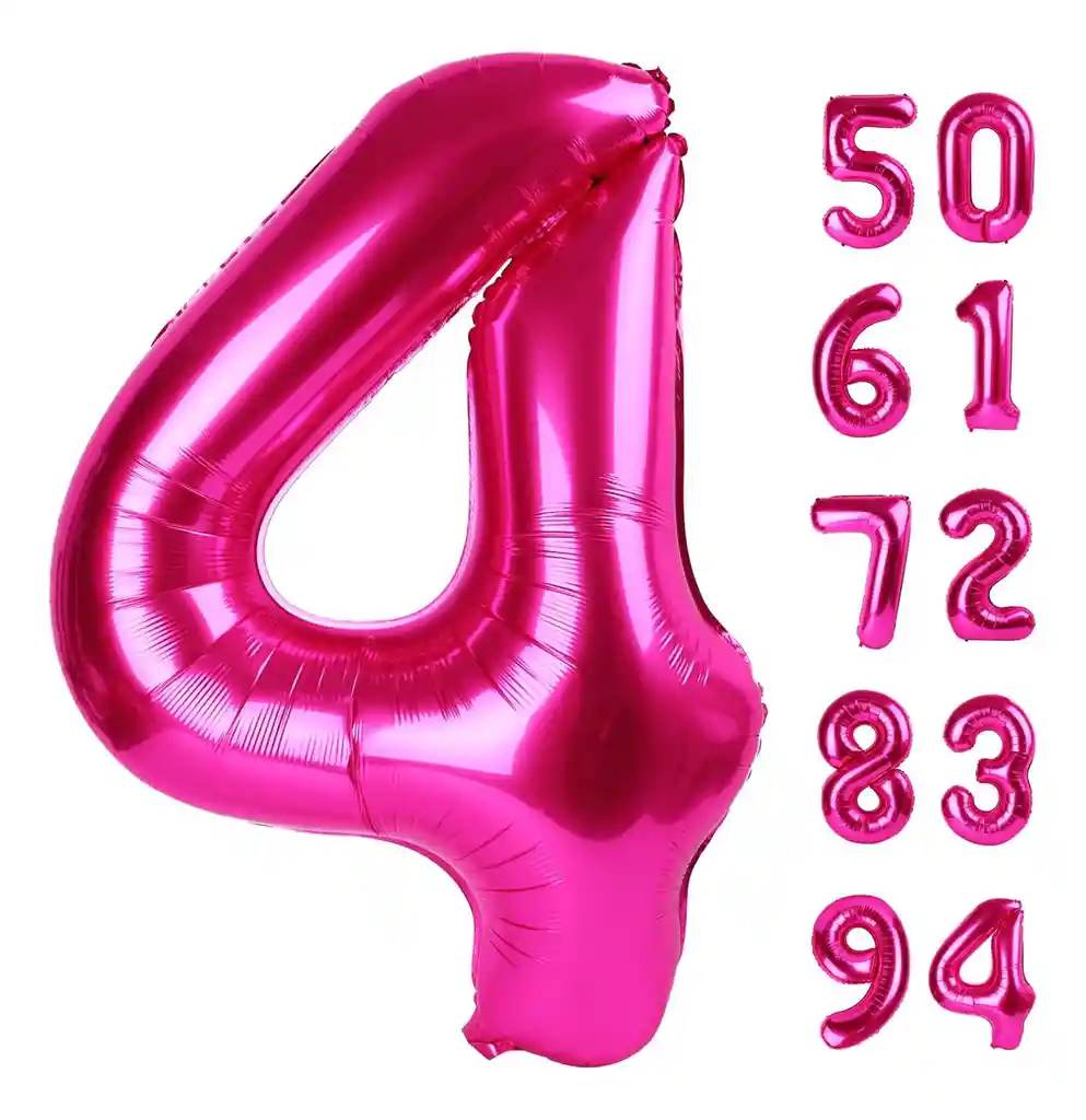 Globos Numeros Metalizados Fucsia Niña Rosado 80 Cm #4